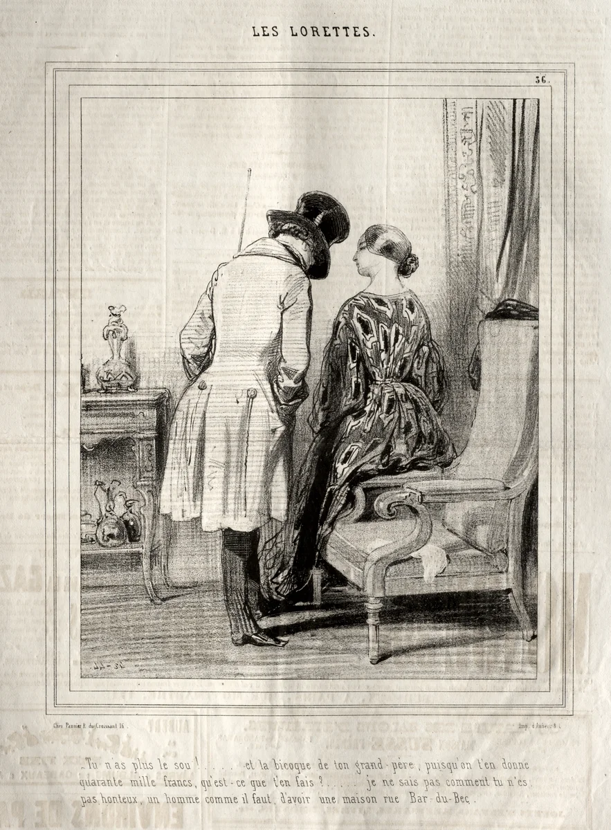 Les Lorettes by Paul Gavarni, print, 1842