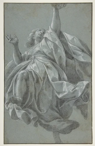 Flying Angel with Arms Upraised by Giovanni Mauro della Rovere, drawing, 1575-1640