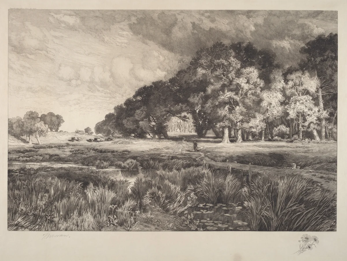 Long Island Landscape by Thomas Moran, print, 1889