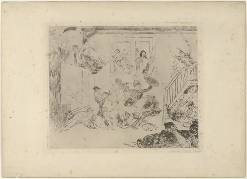 Combat of the Rascals Désir and Rissolé by James Ensor, print, 1888