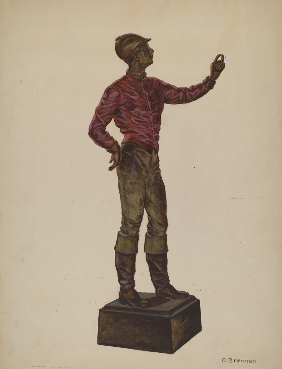 Cast Iron Dobbie: Jockey by Dorothy Brennan, index of american design, 1937