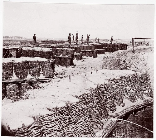 [Breastworks, Interior of Fort Sedgwick, in Front of Petersburg, Virginia] by Timothy O'Sullivan, photograph, 1865
