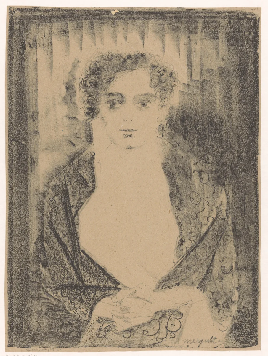 Meisje met omslagdoek by Samuel Jessurun de Mesquita, print, 1920