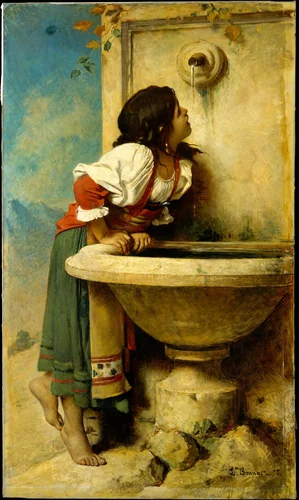 Roman Girl at a Fountain by Léon Bonnat, painting, 1875