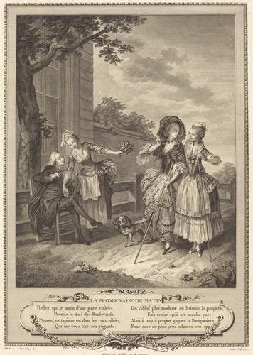 La promenade du matin by Charles Louis Lingée, print, 1774