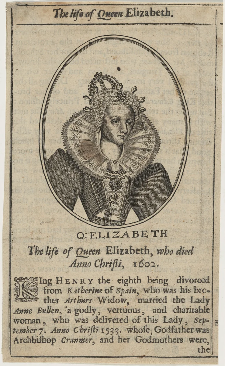 Queen Elizabeth in an Oval by Unknown 19th Century, print, 1800-1899
