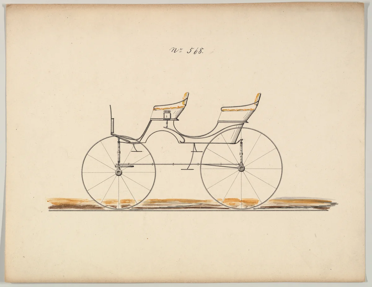 Two Seat Phaeton #568 by Brewster & Co., drawing, 1860-1870