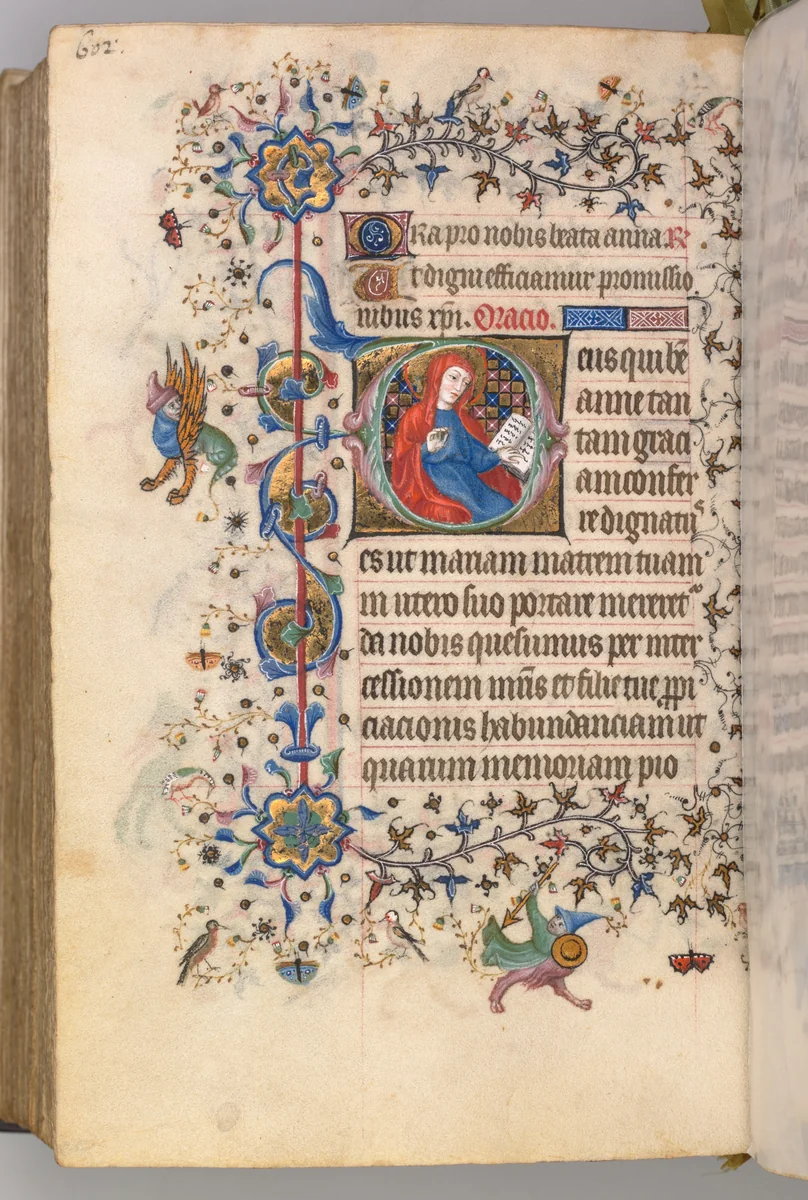 Hours of Charles the Noble, King of Navarre (1361-1425): fol. 295v, St. Anne by Master of the Brussels Initials and Associates, book, 1400-1410
