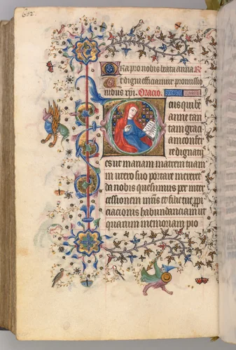 Hours of Charles the Noble, King of Navarre (1361-1425): fol. 295v, St. Anne by Master of the Brussels Initials and Associates, book, 1400-1410