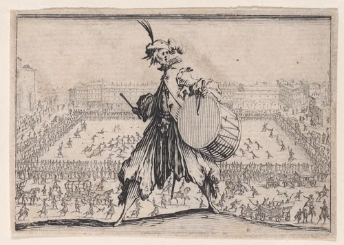 Le Jeu de Paume sur la Place Sainte-Croix, a Florence (The Tennis Game on the Piazza Santa Croce in Florence), from Les Caprices Series A, The Florence Set by Jacques Callot, print, 1617