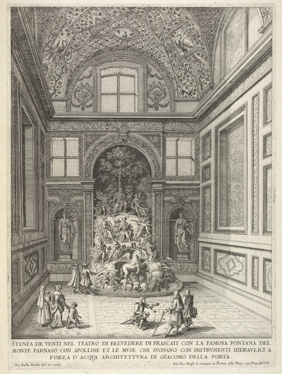 Stanza di Venti nel Teatro di Belvedere di Frascati by Giovanni Battista Falda, print, 1660-1678