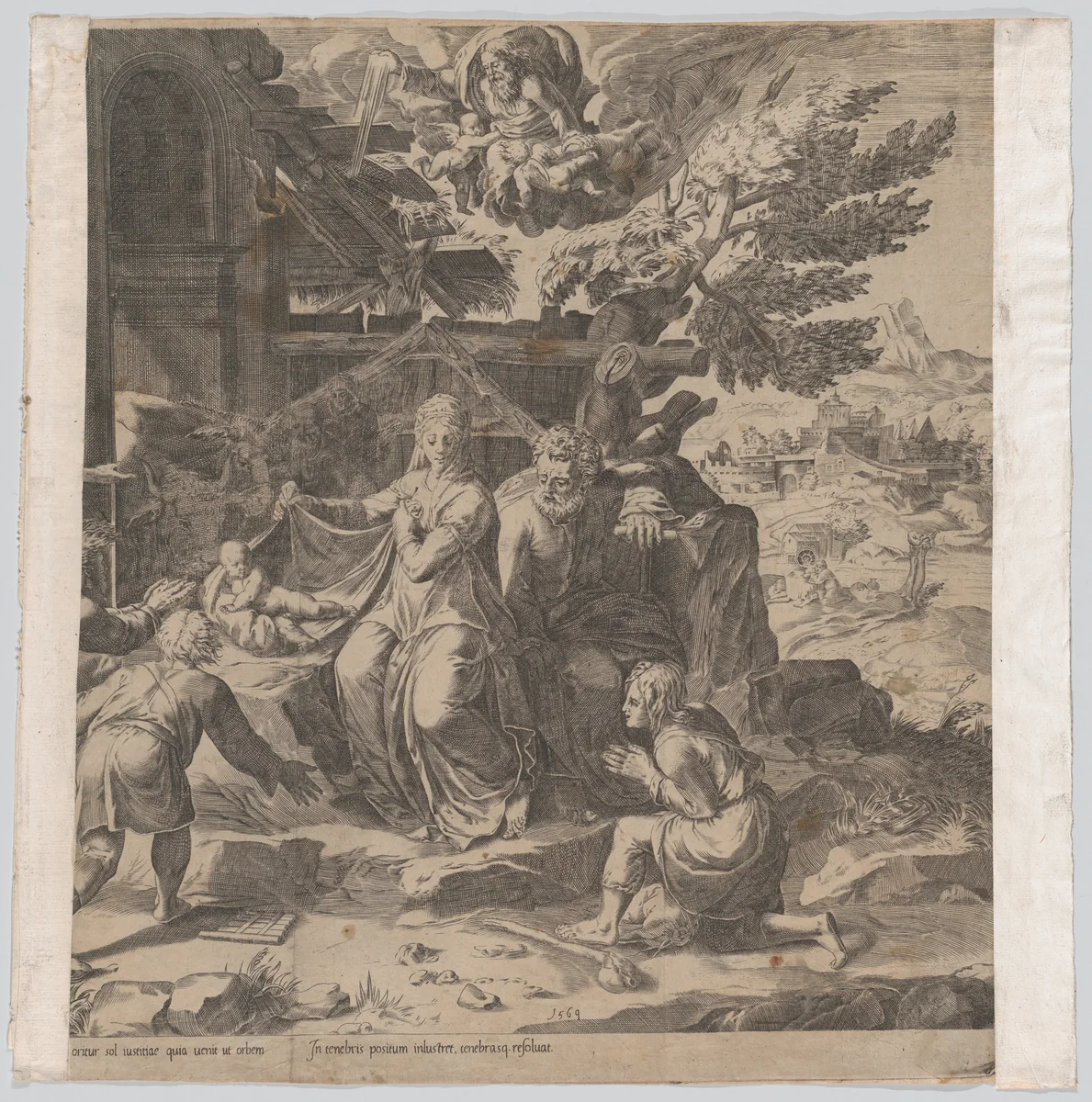 The Adoration of the Shepherds by Cornelis Cort, print, 1569