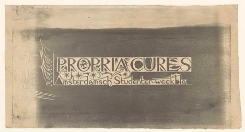 Titelhoofd voor Propria Cures, Amsterdamsch studenten-weekblad by Gerrit Willem Dijsselhof, print, 1892-1893