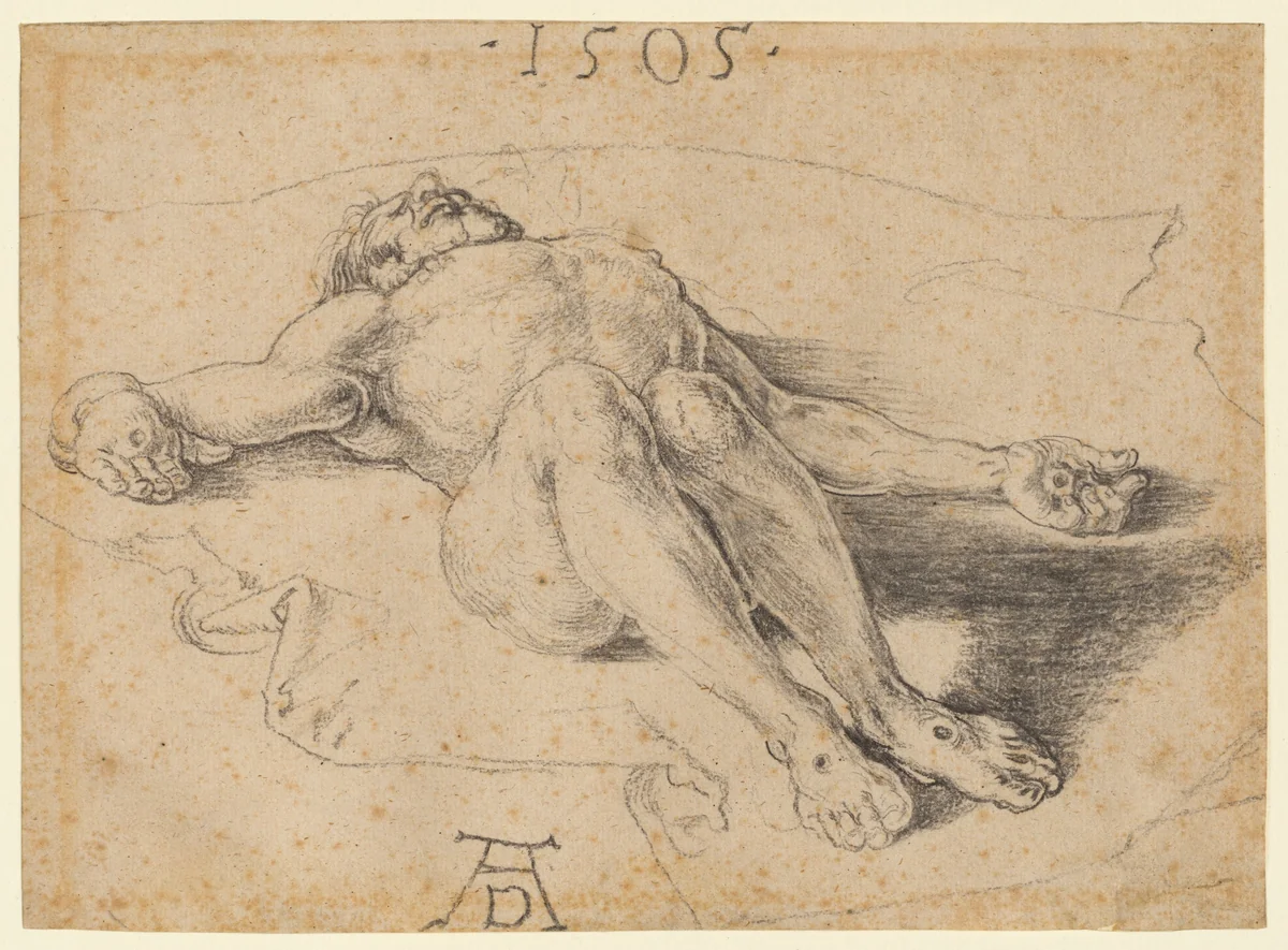 The Dead Christ by Albrecht Dürer, drawing, 1505