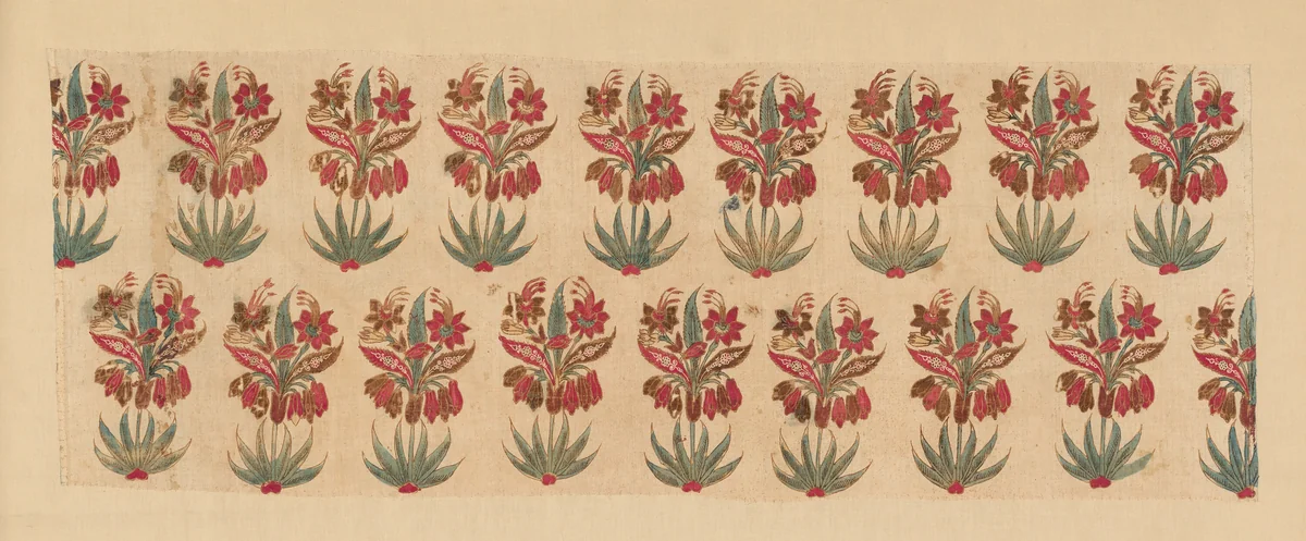 Curtain Fragment with Rows of Flowers by Petaboli, textile, 1625-1667