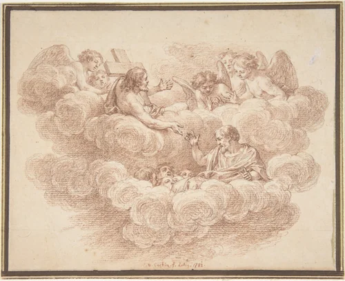 The Risen Christ Appearing to Souls in Purgatory by Charles Nicolas Cochin II, drawing, 1782