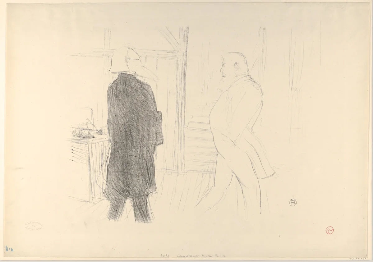 André Antoine and Fermin Gémier in "A Bankruptcy" by Henri de Toulouse-Lautrec, print, 1893