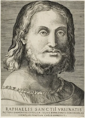 Portrait of Raphael by Giulio Bonasone, print, 1513-1523