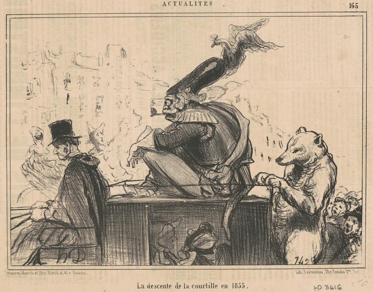 La descente de la courtille en 1855 by Honoré Daumier, print, 1855