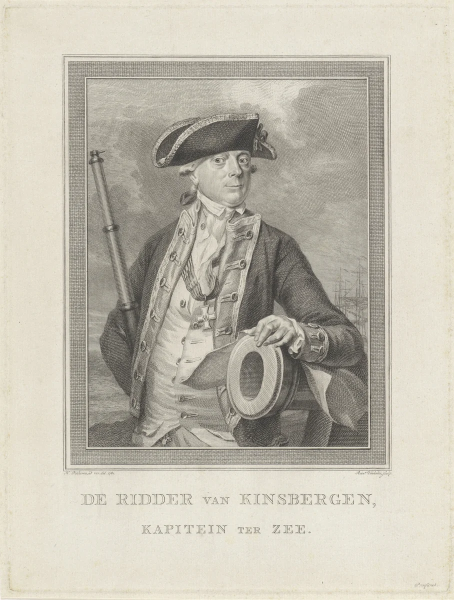 Portret van Jan Hendrik van Kinsbergen by Reinier Vinkeles, print, 1781