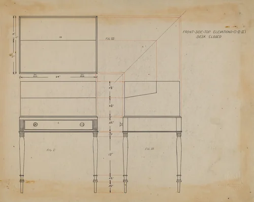 Box Desk by Arthur Johnson, index of american design, 1935-1942