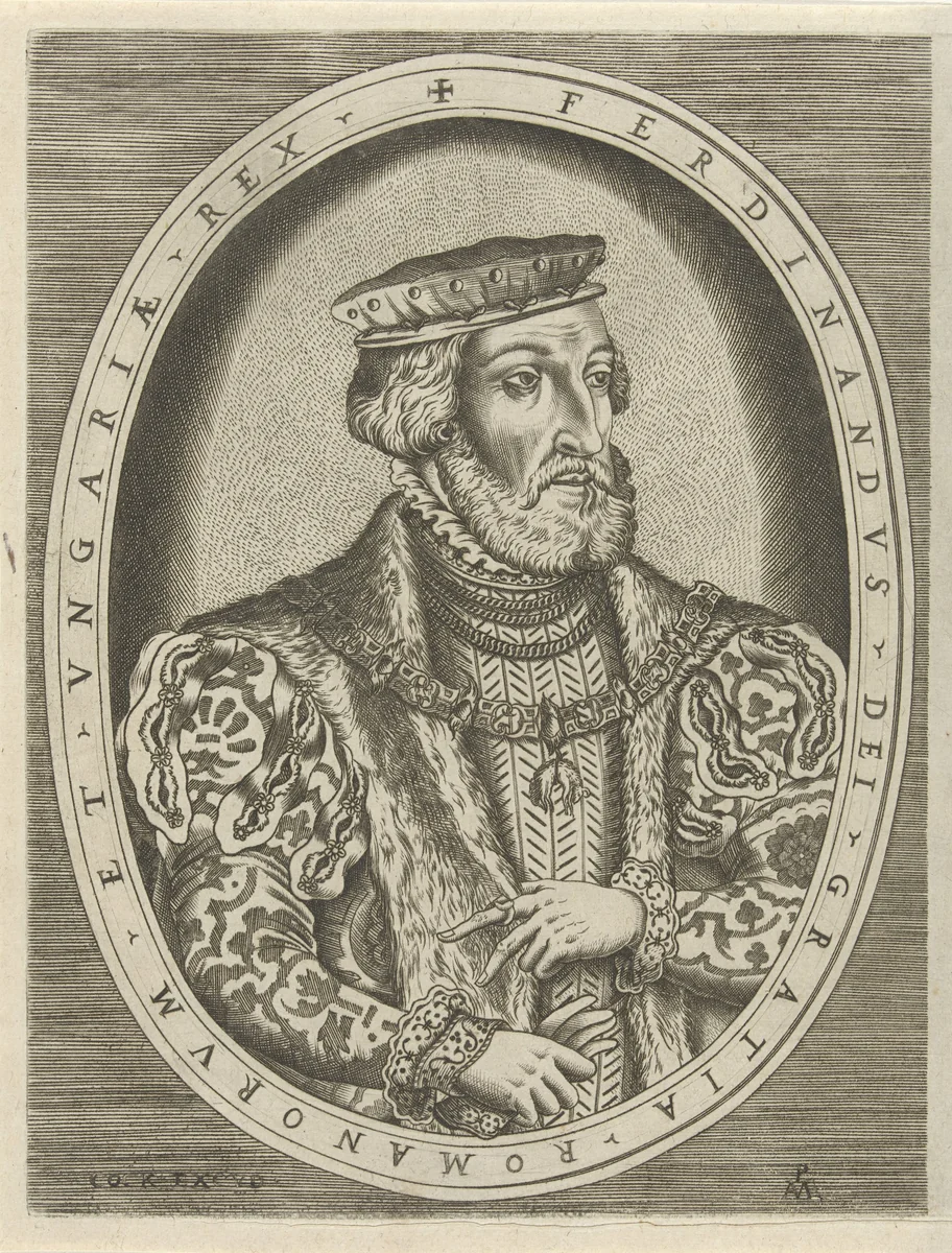 Portret van Ferdinand I van Habsburg, Duits keizer by Unknown, print, 1540-1564