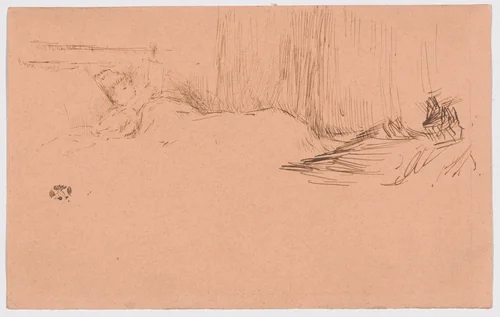 Girl Reading in Bed by James McNeill Whistler, drawing, 1882