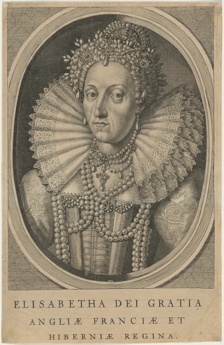 Queen Elizabeth by Anonymous Artist; Crispijn van de Passe I; Isaac Oliver, print, 1565-1637