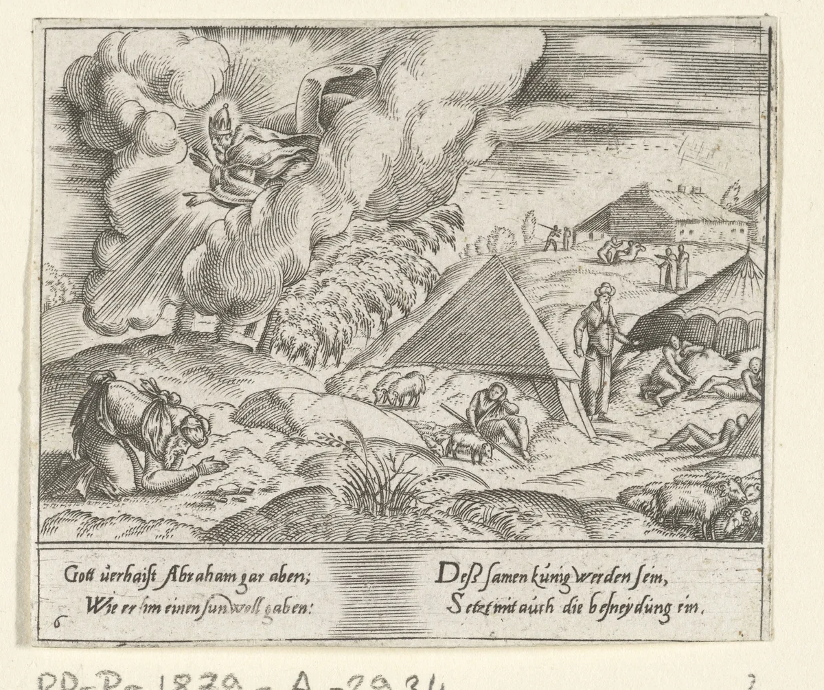 God belooft Abraham een zoon by Cornelis Bos, print, 1555