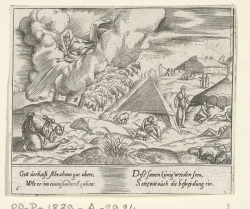 God belooft Abraham een zoon by Cornelis Bos, print, 1555