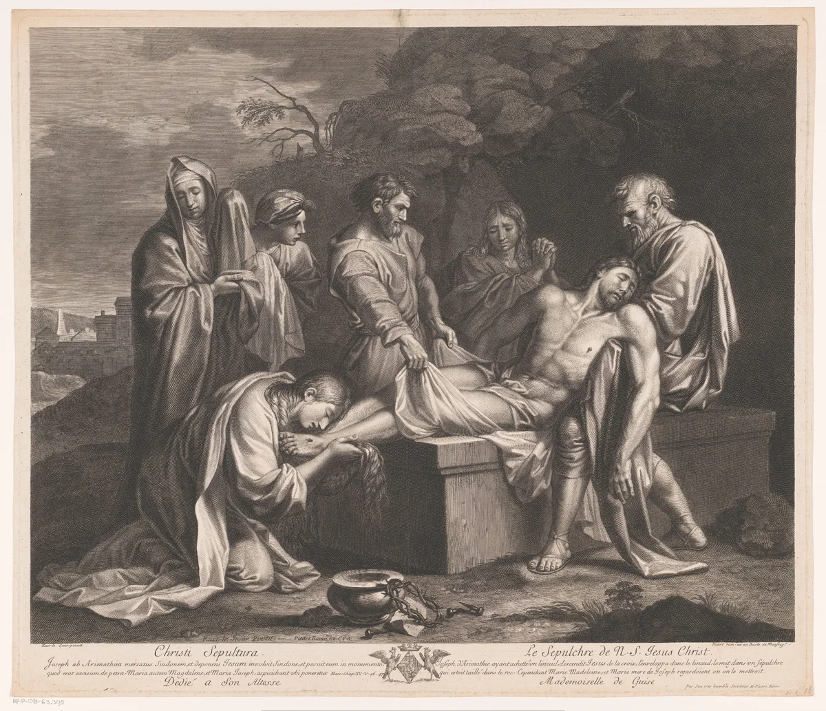Graflegging van Christus by Etienne Picart, print, 1686