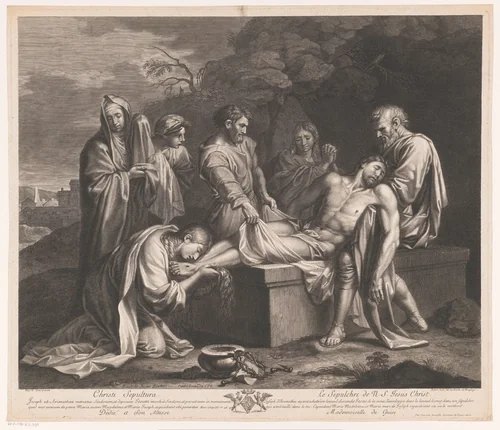 Graflegging van Christus by Etienne Picart, print, 1686