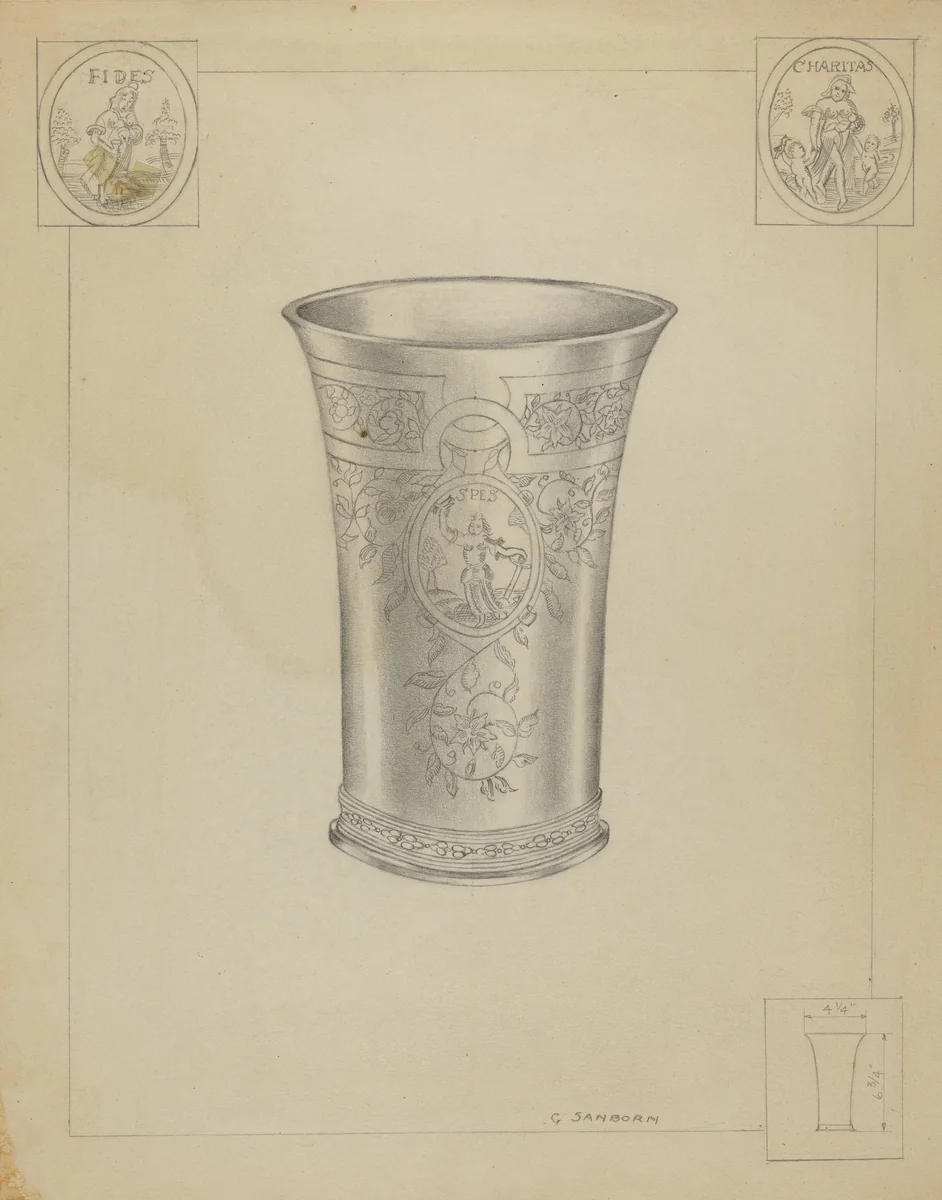 Silver Communion Beakers by Gordon Sanborn, index of american design, 1936