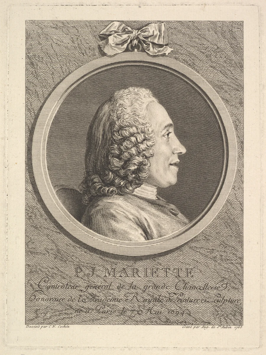 Portrait of Pierre-Jean Mariette by Augustin de Saint-Aubin, print, 1765