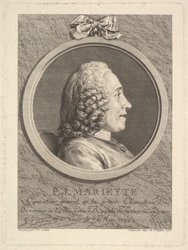 Portrait of Pierre-Jean Mariette by Augustin de Saint-Aubin, print, 1765