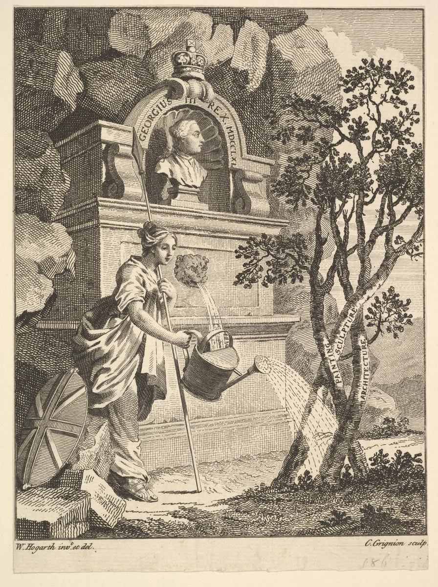 Frontispiece to the Catalogue of Pictures Exhibited in Spring Garden by Charles Grignion, print, 1761