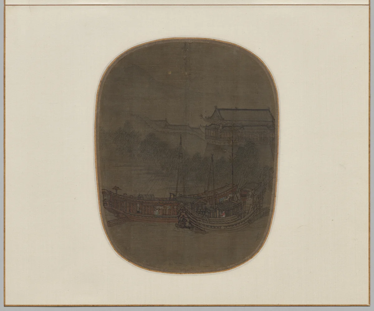 Boats at Anchor on West Lake at the City Gate by Unknown, painting, 1150-1200