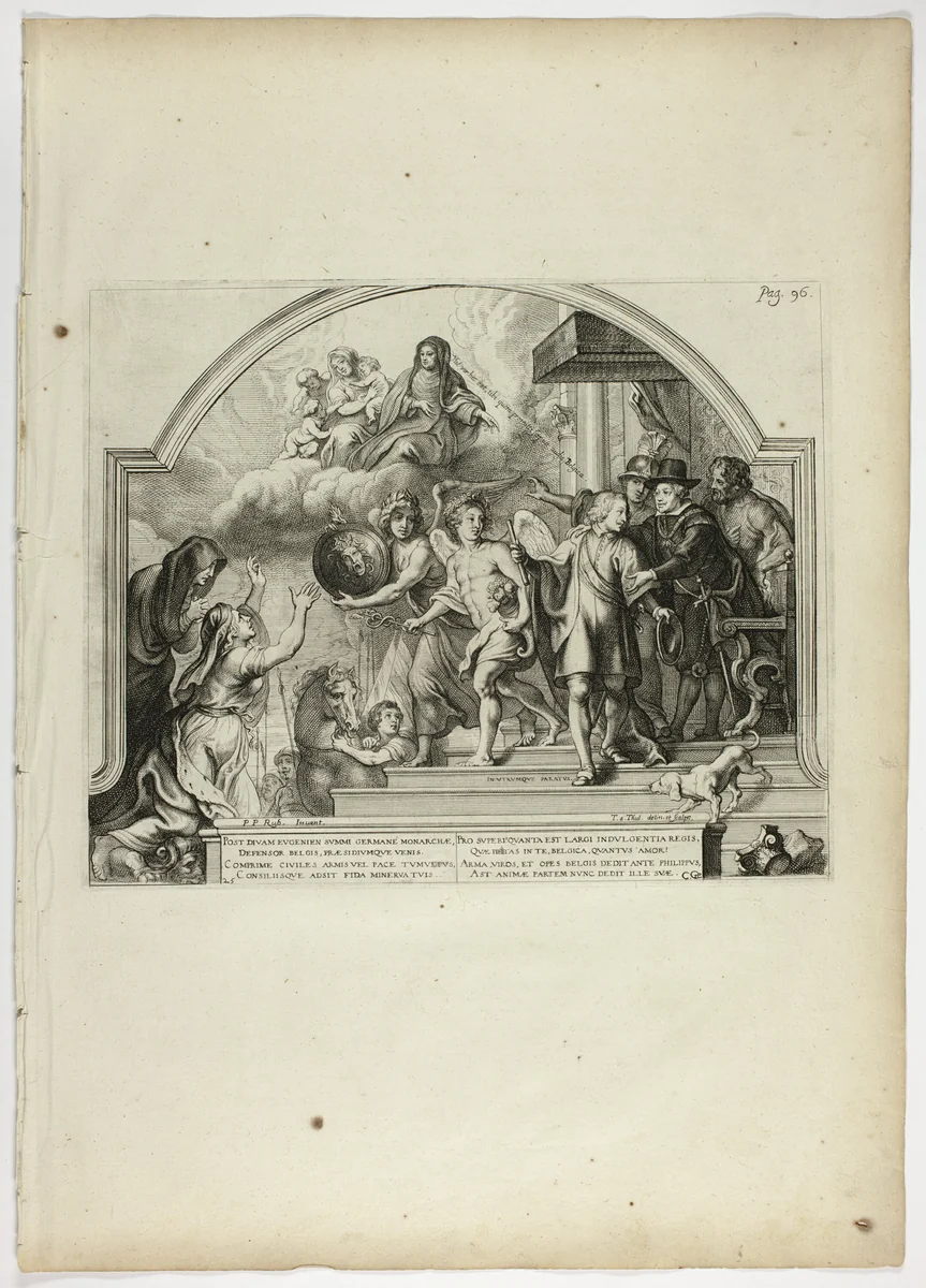 Philip IV Appointing Prince Ferdinand Governor of the Netherlands, plate 25 from Casperius Gevartius, Pompa Introitus Honori Serenissimi Principis Ferdinandi (Triumphal Entry of the Most Serene and Honorable Cardinal-Infante Ferdinand) by Theodoor van Thulden, print, 1642
