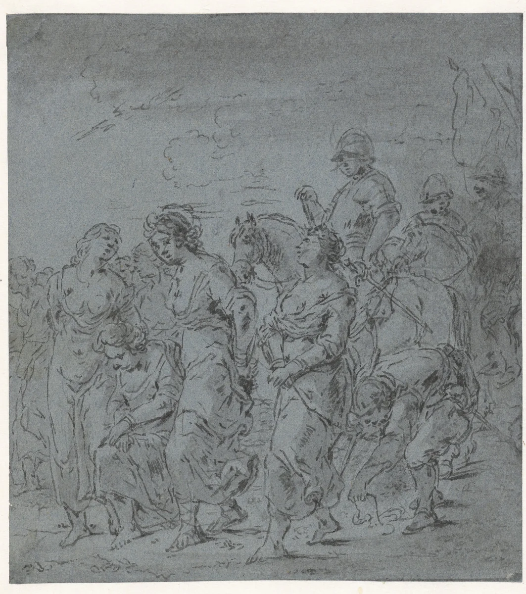 Geboeide vrouwen by Leonaert Bramer, drawing, 1606-1674
