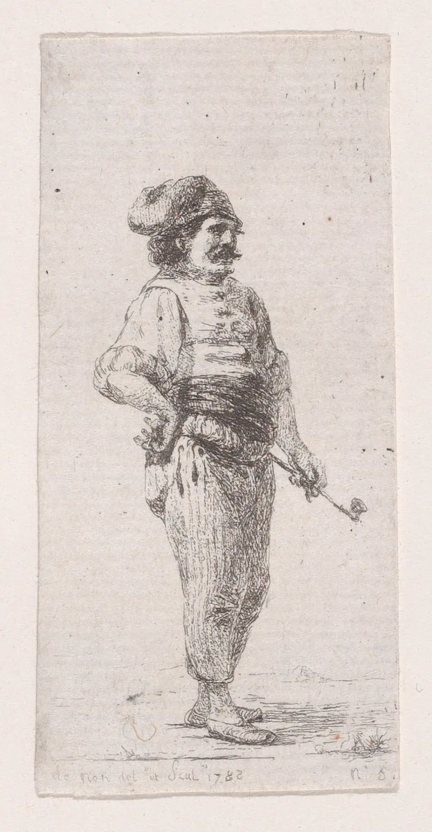 Man with Pipe by Dominique Vivant Denon, print, 1788