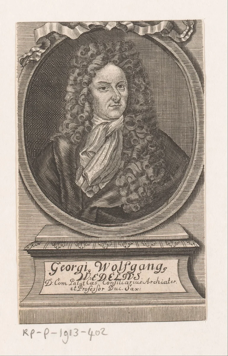 Portret van Georg Wolfgang Wedel by Johann Georg Mentzel, print, 1710