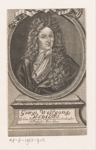 Portret van Georg Wolfgang Wedel by Johann Georg Mentzel, print, 1710
