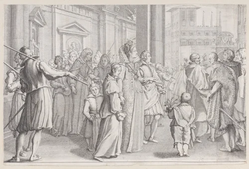La Grande Duchesse Marie des Jeunes Filles, from "La Vie de Ferdinand Ier de Médicis série appelée aussi Les Batailles des Médicis" (The Life of Ferdinand I de'Medici also called The Medici Battles) by Jacques Callot, print, 1614-1620