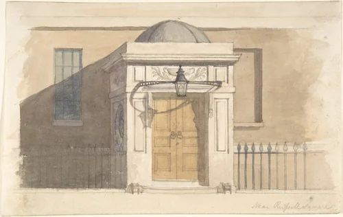 Domed Projecting Rectangular Entrance to a House near Russell Square by anonymous, drawing, 1800-1900