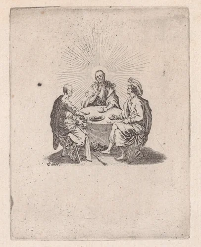 Le Souper d'Emmaüs appelé aussi Les Disciples d'Emmaüs (The Supper at Emmaus, also called the Disciples of Emmaus), from "Les Quatre Banquets" (The Four Feasts) by Jacques Callot, print, 1620-1630