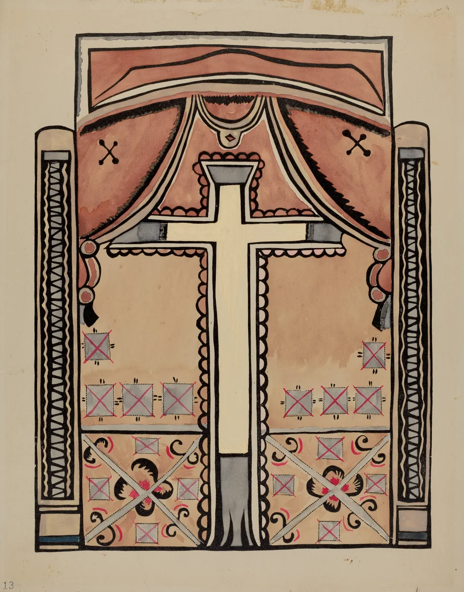 Panel - Cross and Drapes by American 20th Century, index of american design, 1935-1942