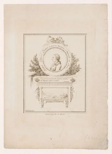 Portret van Michel-Gabriel Paccard met gezicht op de Montblanc by Louis Albert Bacler, print, 1788-1790