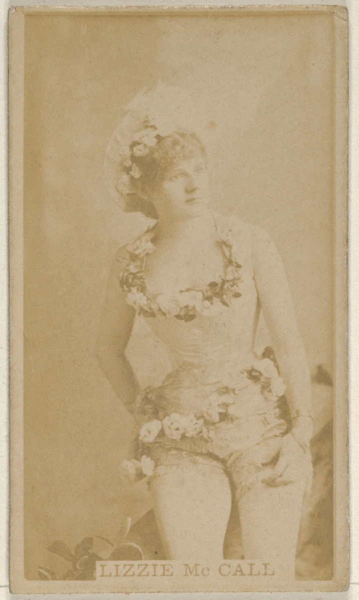 Lizzie McCall, from the Actors and Actresses series (N45, Type 8) for Virginia Brights Cigarettes by Allen & Ginter, photograph, 1885-1891