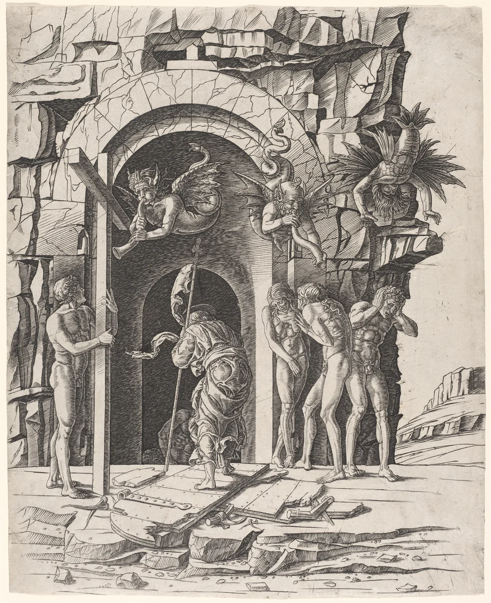 Descent into Limbo by Andrea Mantegna, print, 1475-1480