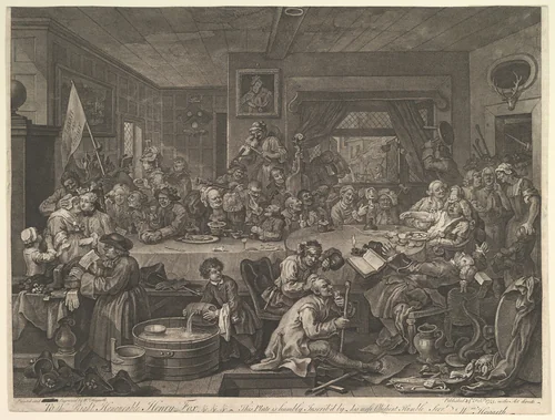 An Election Entertainment, Plate I: Four Prints of an Election by William Hogarth, print, 1755